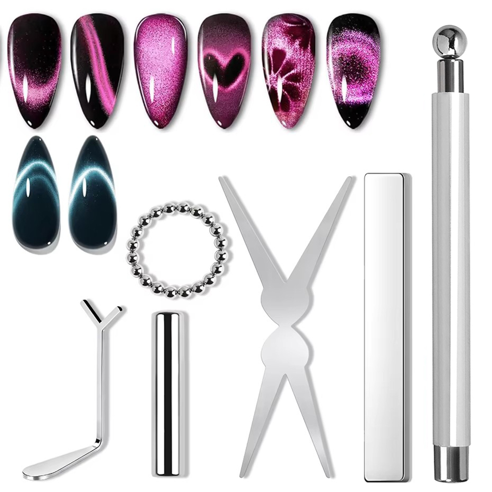 Contour Palette Stick - LULAA 1/6-teiliges Nagelkunst-Magnetwerkzeug-Set, French Cat Eye